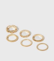 New Look 6 Pack Gold Twist and Textured Stacking Rings